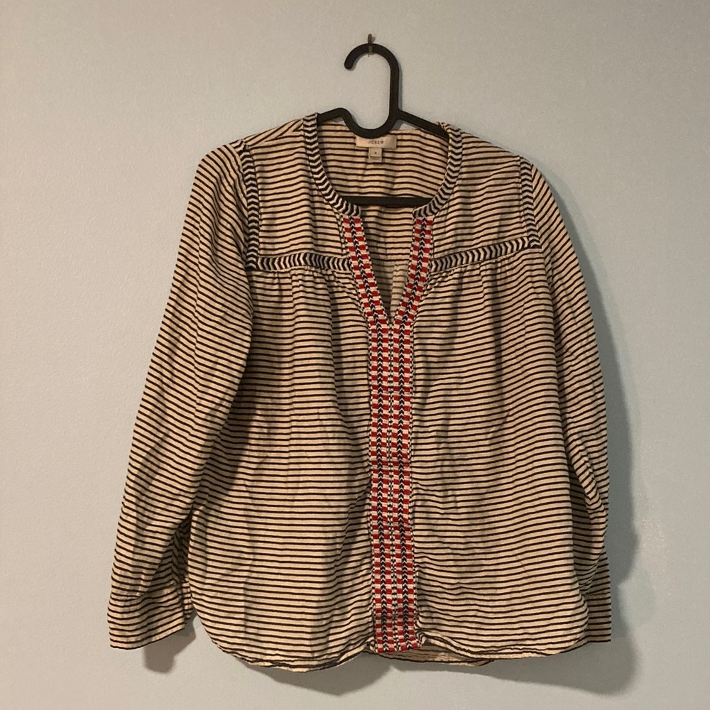 J. Crew Black and White Striped Shirt